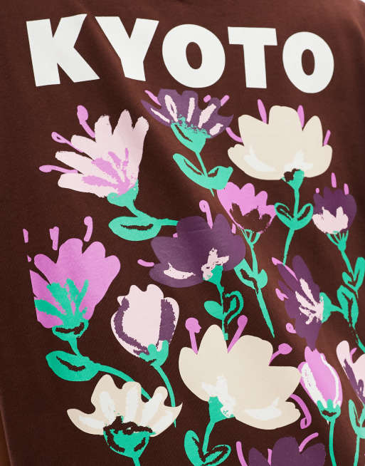 ASOS DESIGN - Koto - Oversized T-shirt met print in bruin, 2 van 4