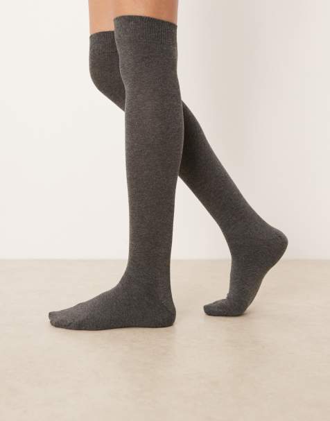 ASOS DESIGN - Kousen tot over de knie in grijs - view 1