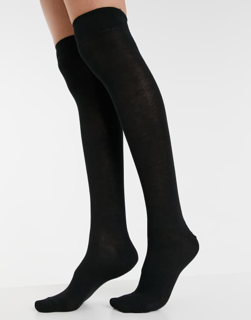 ASOS DESIGN - Kousen tot over de knie in zwart