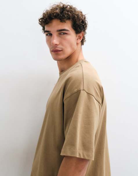 ASOS DESIGN kraftig boxig oversize-t-shirt i brun - view 1