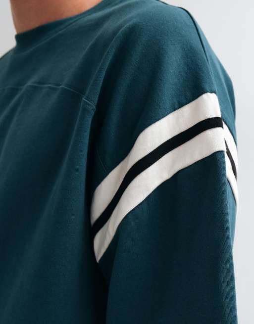 ASOS DESIGN kraftig boxy oversized T-shirt med kontrastpanel i mørkegrøn, 4 af 5