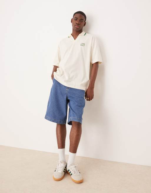 ASOS DESIGN - Kraftig og oversized beige poloskjorte med reverskrave og mærkedetalje , 2 af 4