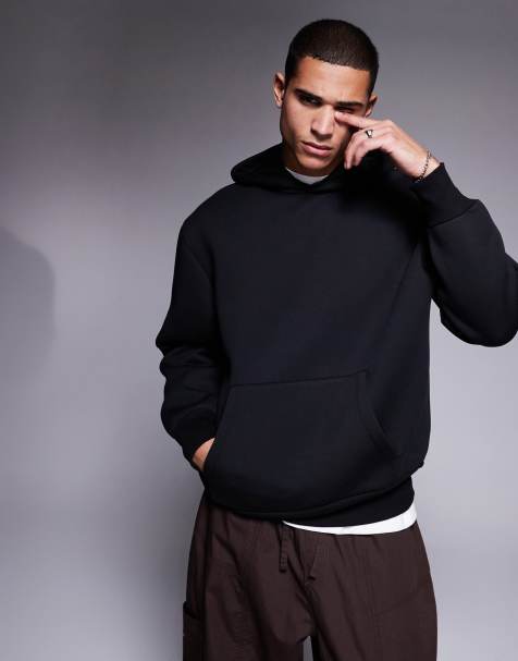 ASOS DESIGN - Kraftig og oversized sort hættetrøje i scuba-stof - view 1