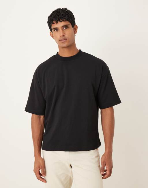 ASOS DESIGN - Kraftig og oversized sort T-shirt i blødt stof med firkantet pasform
