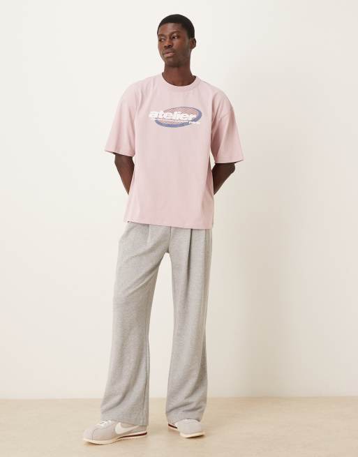 ASOS DESIGN - Kraftig og oversized T-shirt med tekstgrafik i pink vask , 2 af 5