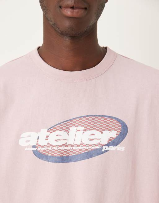 ASOS DESIGN - Kraftig og oversized T-shirt med tekstgrafik i pink vask , 5 af 5