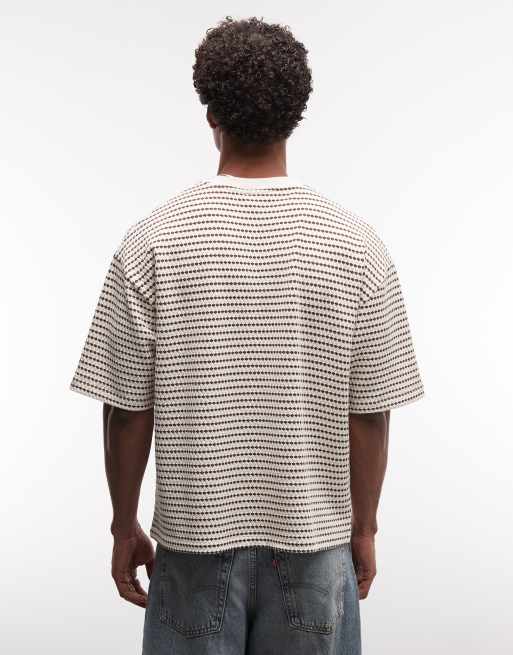 ASOS DESIGN - Kraftig og oversized T-shirt med teksturede brune striber og firkantet pasform, 4 af 5