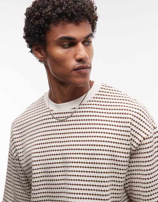 ASOS DESIGN - Kraftig og oversized T-shirt med teksturede brune striber og firkantet pasform, 5 af 5