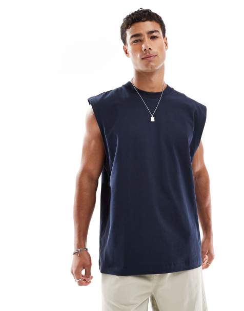 ASOS DESIGN - Kraftig oversized og marineblå tanktop - view 1