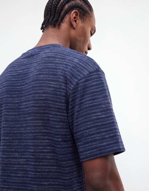 ASOS DESIGN kraftig oversized T-shirt i tekstureret blåstribet stof, 4 af 5