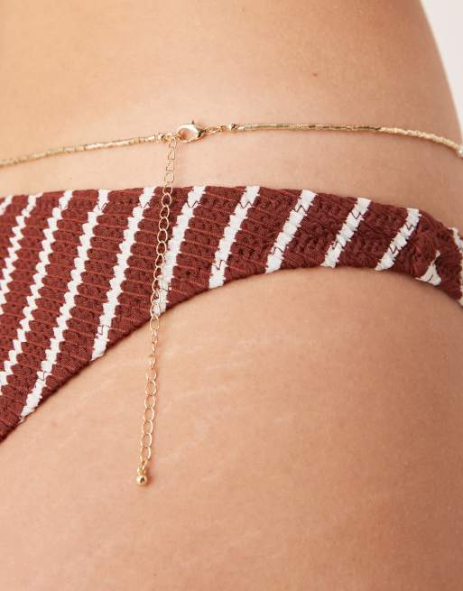 ASOS DESIGN - Kralen buikketting in wit en goudkleurige kralen, 2 van 3