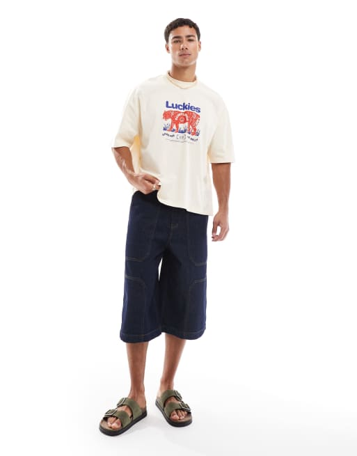 ASOS DESIGN – Krämvit, oversize t-shirt i boxig passform med souvenirtryck, 4 av 4