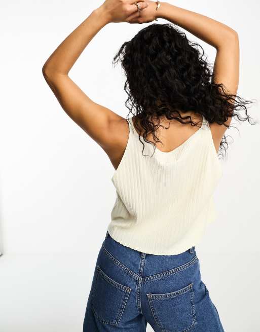 ASOS DESIGN – Krämvit, stickad topp med knytning framtill, 4 av 4