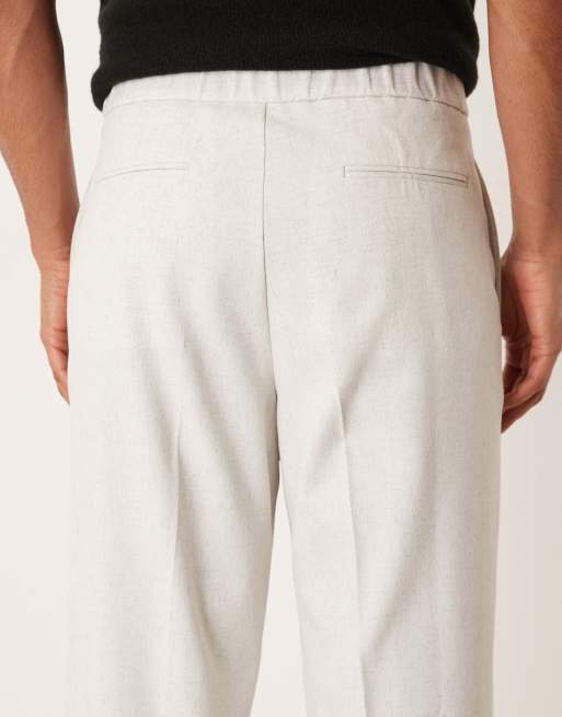 ASOS DESIGN – Krämvita, melerade, strukturerade, vida kostymbyxor, del av kostym, 4 av 5