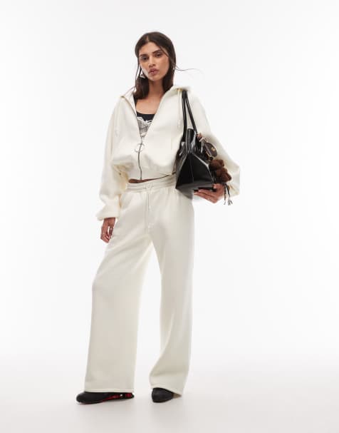 ASOS DESIGN – Krämvita mjukisbyxor med ballongben och låg midja, del av set - view 1