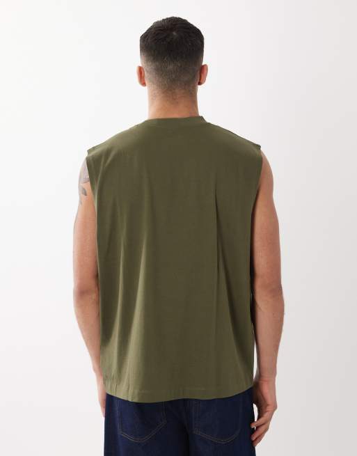 ASOS DESIGN – Krämvita och kakigröna, enkla linnen i oversize, 2-pack, 3 av 5