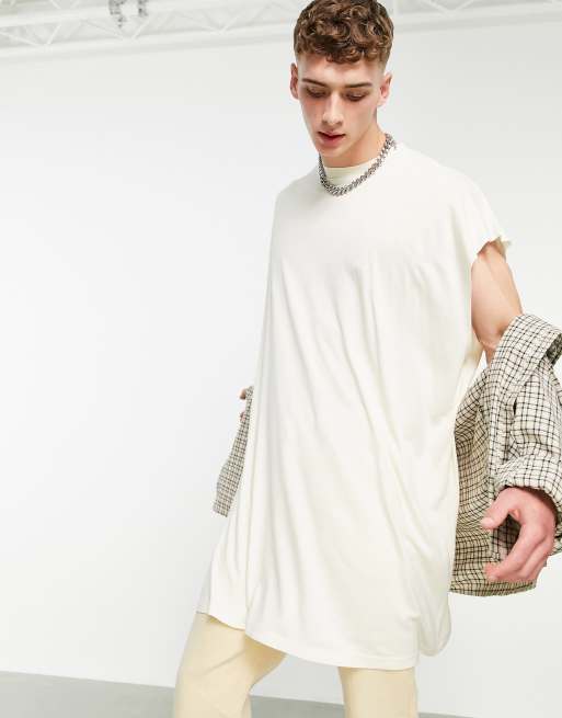 ASOS DESIGN – Krämvitt viskoslinne i extrem oversize-modell