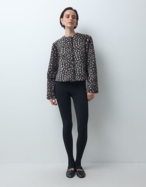 ASOS DESIGN kravefri jakke i imiteret pels i sort ponyskind, 3 af 4