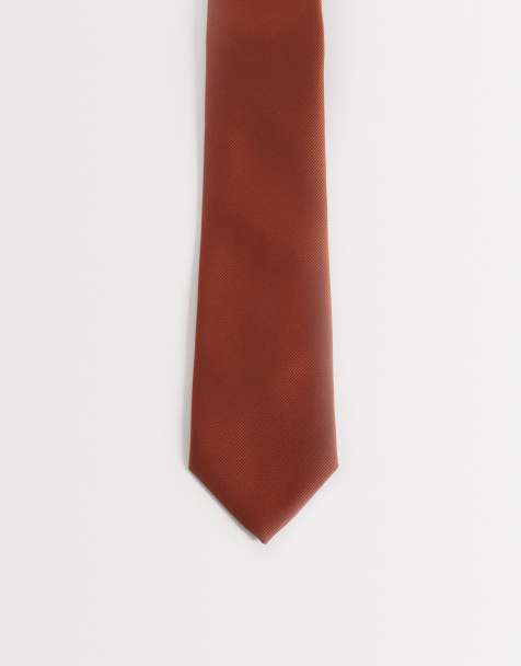 ASOS DESIGN – Krawatte aus strukturiertem Satin in Dunkelorange - view 1