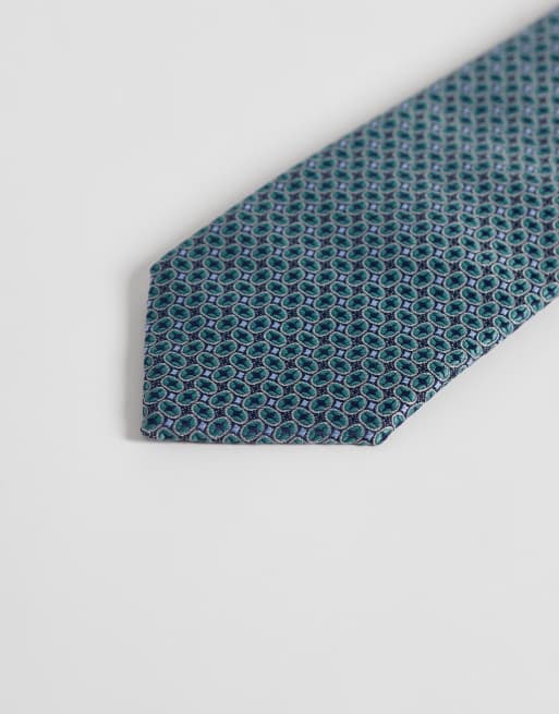 ASOS DESIGN – Krawatte in Blau mit ovalem geometrischem Muster, 2 von 3