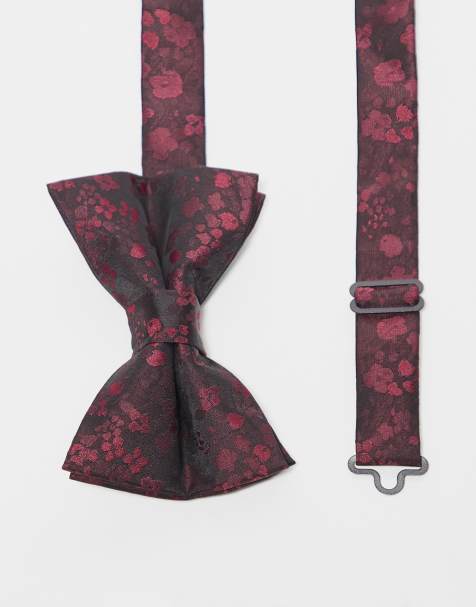 ASOS DESIGN – Krawatte in Burgunderrot mit Blumenmuster - view 1