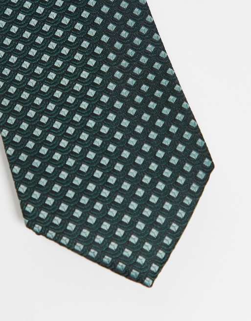 ASOS DESIGN – Krawatte in Grün mit geometrischem Muster, 3 von 3