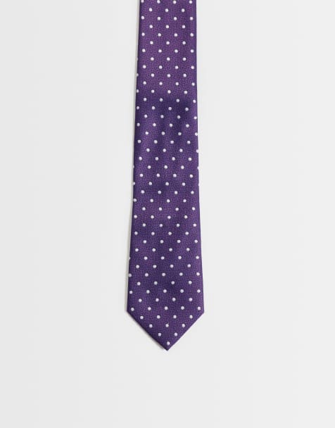 ASOS DESIGN – Krawatte in Lila mit Polka Dots - view 1