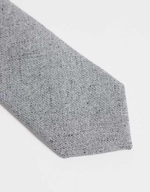 ASOS DESIGN Krawatte mit Webstruktur in Grau, 3 von 3