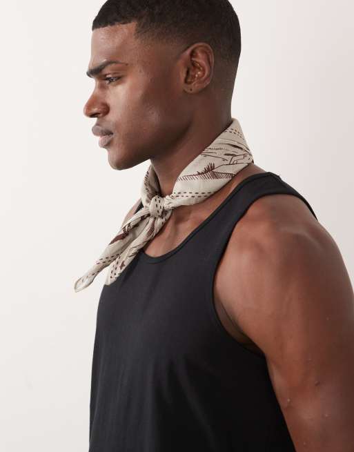 ASOS DESIGN – Kremowa bawełniana chusta na głowę we wzór, 2 z 3