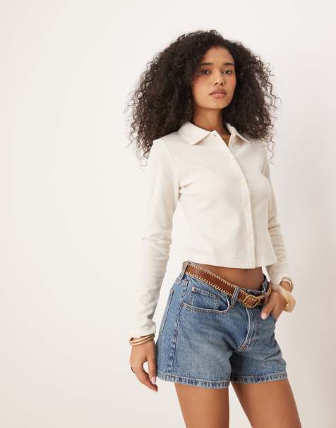 ASOS DESIGN – Kremowa koszula o krótkim fasonie i waflowej teksturze - view 1