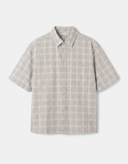 ASOS DESIGN – Kremowa koszula oversize o pudełkowym kroju w kratkę, 6 z 9