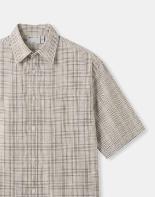 ASOS DESIGN – Kremowa koszula oversize o pudełkowym kroju w kratkę, 9 z 9