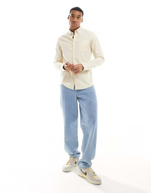 ASOS DESIGN – Kremowa koszula oxford o dopasowanym kroju, 3 z 4