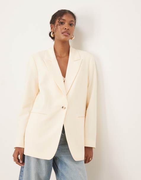 ASOS DESIGN relaxed blazer in cream