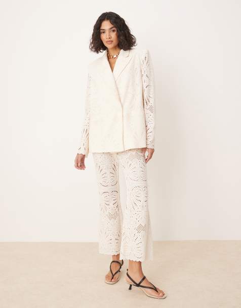 ASOS DESIGN – Kremowa marynarka z haftowanym wzorem, część zestawu - view 1