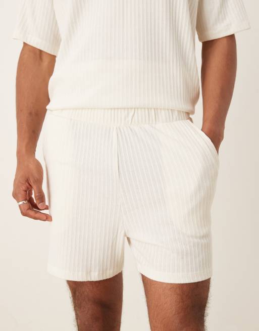 ASOS DESIGN – Kremowa prążkowana piżama z dekoltem henley, 2 z 4