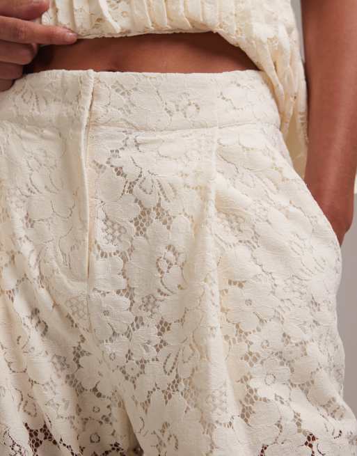 ASOS DESIGN – Kremowe koronkowe spodnie ślubne, część zestawu, 6 z 6