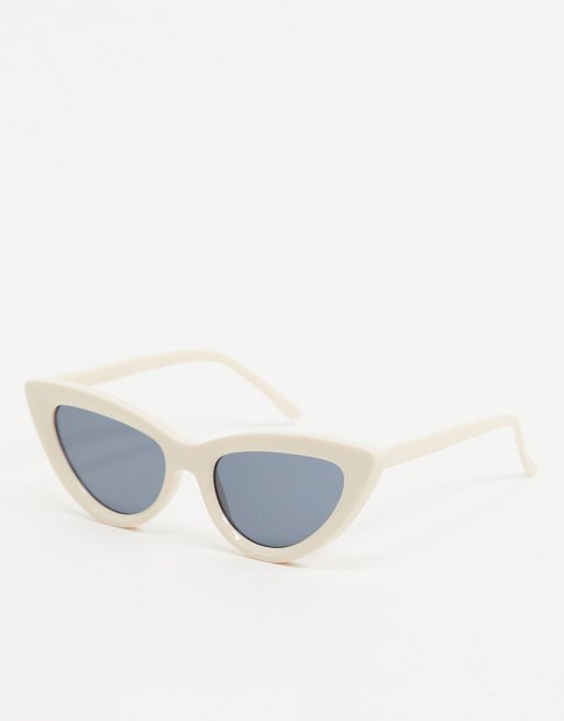 ASOS DESIGN – Kremowe okulary przeciwsłoneczne typu kocie oczy – WHITE