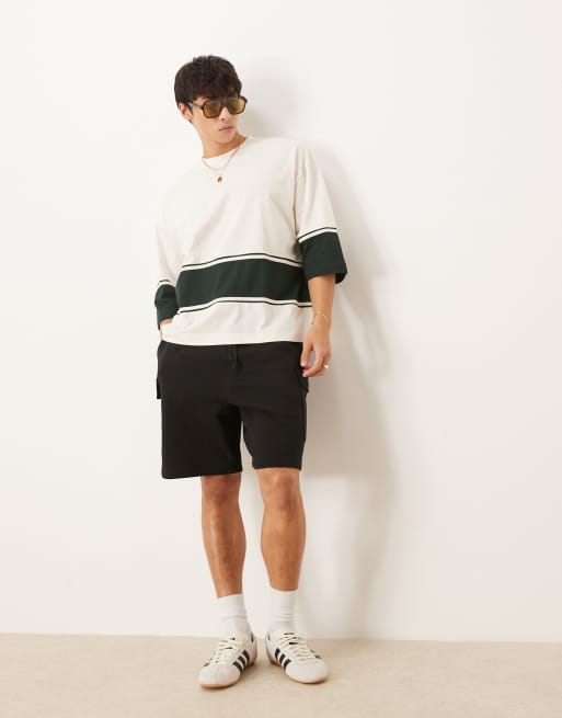 ASOS DESIGN – Kremowo-zielony gruby kontrastowy T-shirt oversize  , 4 z 4