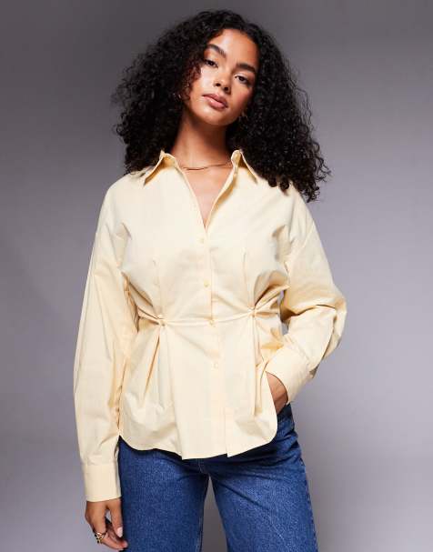 ASOS DESIGN – Kremowożółta zbierana koszula zapinana na guziki - view 1