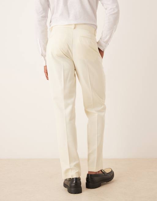 ASOS DESIGN – Kremowożółte eleganckie spodnie z prostymi nogawkami, 4 z 5