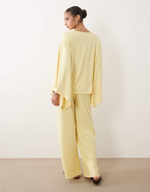 ASOS DESIGN – Kremowożółte spodnie z szerokimi nogawkami, część zestawu, 4 z 5
