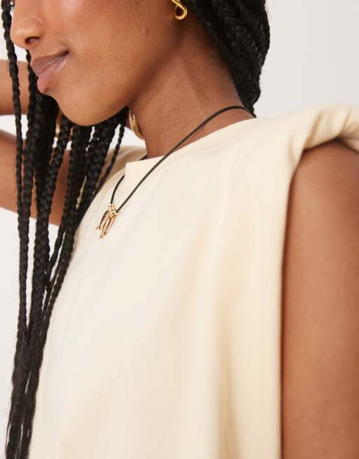 ASOS DESIGN – Kremowożółty top bez rękawów z poduszkami na ramionach, 3 z 4