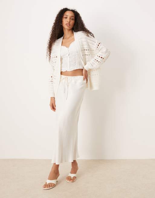 ASOS DESIGN – Kremowy ażurowym kardigan bez zapięcia, 3 z 4