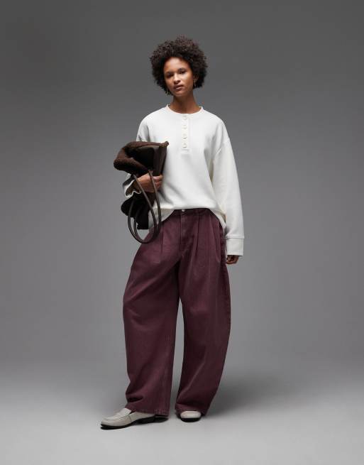 ASOS DESIGN – Kremowy bardzo miękki sweter oversize z kołnierzykiem typu henley