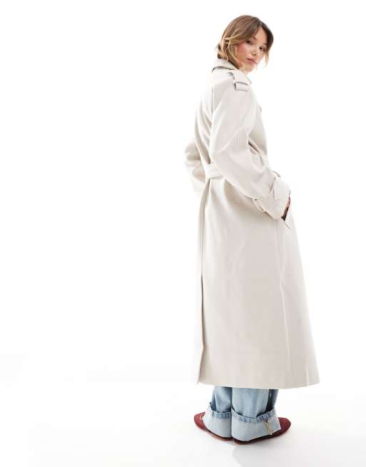 ASOS DESIGN – Kremowy elegancki prochowiec z imitacji wełny, 4 z 4
