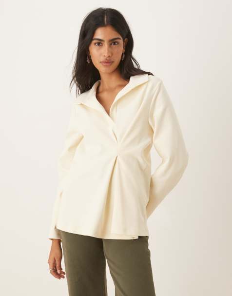 ASOS DESIGN – Kremowy gruby top w stylu rugby z zaszewką - view 1