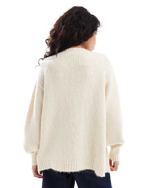 ASOS DESIGN – Kremowy niezapinany kardigan dzianinowy, 4 z 4