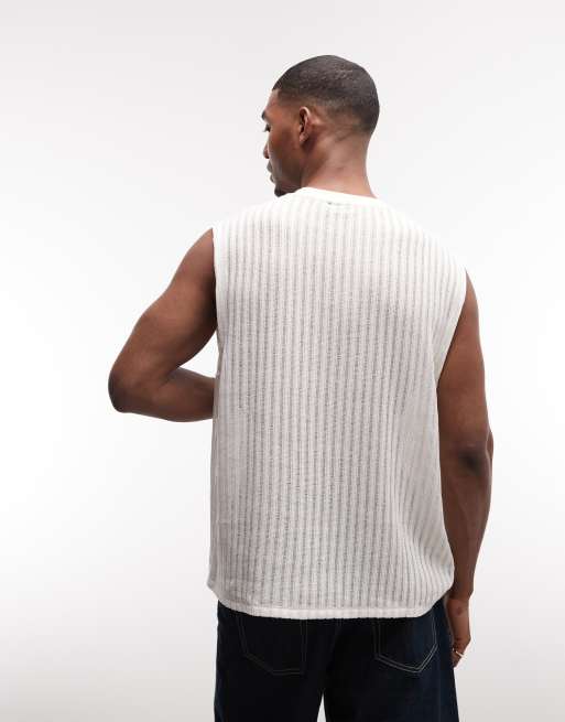 ASOS DESIGN – Kremowy podkoszulek oversize z prążkowanego materiału, 3 z 5