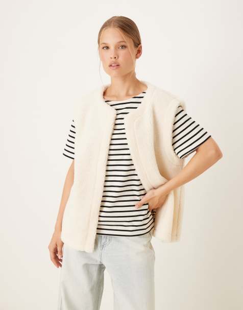 ASOS DESIGN borg fleece gilet in cream
